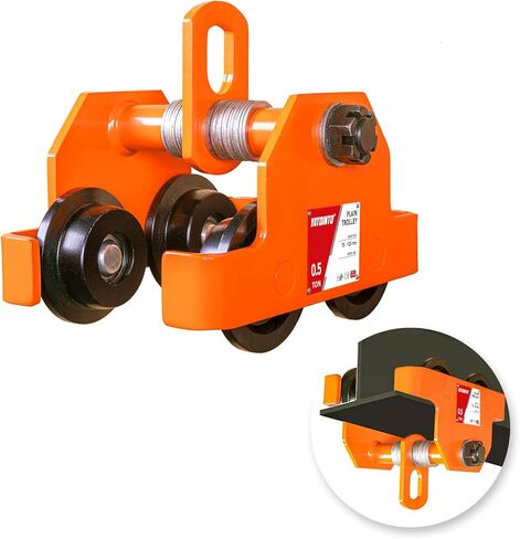 YATOINTO 0.5T/1100LBS عربة شعاع ذات عجلات مزدوجة، عربة شعاع I قابلة للتعديل 3 بوصة - 5 بوصة، رافعة عربة دفع يدويًا مع بكرات مسار مزدوجة، عربة بكرة مسار الدفع للرفع in Kuwait