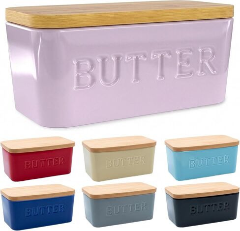 PriorityChef Large Butter Dish with Lid for Countertop, Ceramic Butter Container With Airtight Cover, Butter Keeper for Counter or Fridge, Black Butter Holder Storage in Kuwait