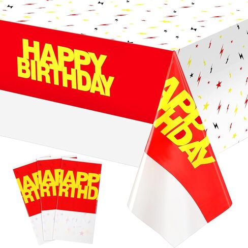 3 Pack 54" x 108" Red White Plastic Pleated Classic All-Season Birthday Tablecloth in Saudi Arabia