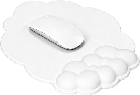 JIKIOU Mouse Pad Wrist Support with Leather Surface,Cloud Wrist Rest Mousepad with Memory Foam,Non-Slip PU Base Mouse Pad for Home Office Laptop Mac Easy Pain Relief (Cloud White) in Saudi Arabia