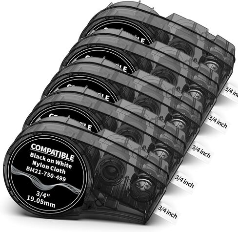 Compatible M21-375-595-WT All-Weather Vinyl Brady Label Tape 3/8 Inch, Black on White Vinyl Cartridge, Use for BMP21-PLUS,BMP21-LAB,BMP21,IDPAL,LABPAL Label Printer,0.375" Width,21'Length,3-Pack in Kuwait