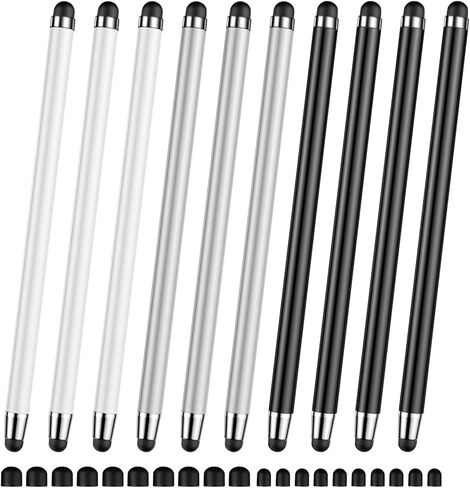 Stylus (10 Pcs), 2-in-1 Stylus Pen for Touchscreen, High Precision and Sensitivity, Suitable for iPad/iPhone/Samsung/Android Smartphone and Tablets, Compatible with All Touchscreen in Saudi Arabia