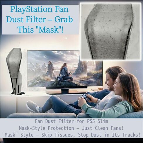 طقم غلاف واقي الغبار لـ PS5 Slim و Fan Filter+Console Cover و While-Conflible Treating و Riltration و AdsoRB Gust و Custom With PS5 Slim Digital & Disc Edition (ليس للأفقي) in Kuwait