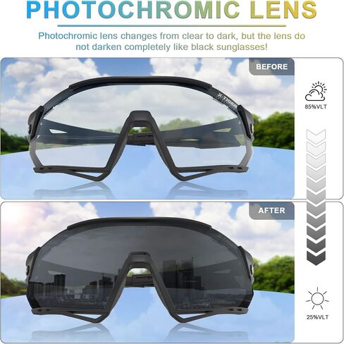X-TIGER Photochromic Cycling Glasses for Men Women Clear Sports Sunglasses for MTB Bike Baseball Running UV Protection in Saudi Arabia