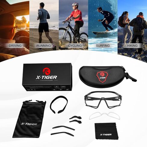 X-TIGER Photochromic Cycling Glasses for Men Women Clear Sports Sunglasses for MTB Bike Baseball Running UV Protection in Saudi Arabia