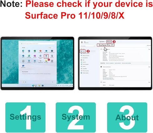 TECURS Bluetooth Keyboard for Surface Pro 7/7+/6/5/4/3 (12.3 inch), Wireless Bluetooth Connection 7-Colors Backlight Keyboard Type Cover, Touchpad, Sleep/Wake Function, Rechargeable Ultra-Thin Design in Saudi Arabia