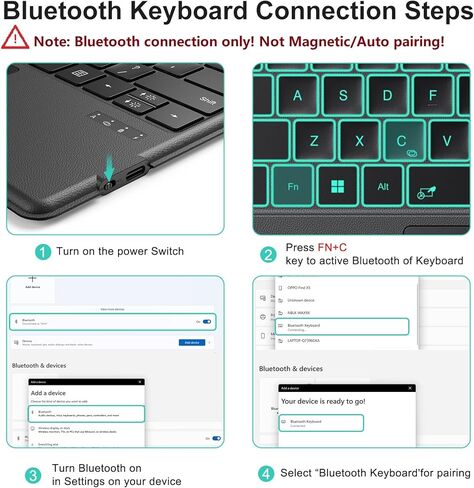 TECURS Bluetooth Keyboard for Surface Pro 7/7+/6/5/4/3 (12.3 inch), Wireless Bluetooth Connection 7-Colors Backlight Keyboard Type Cover, Touchpad, Sleep/Wake Function, Rechargeable Ultra-Thin Design in Saudi Arabia