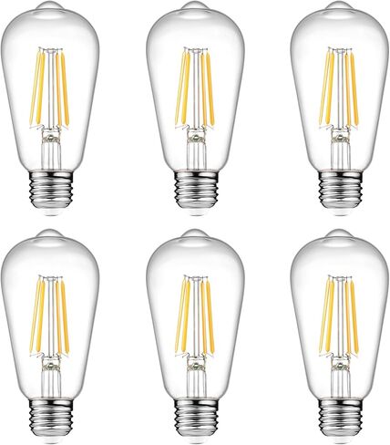 Ascher 12-Pack Vintage LED Edison Light Bulb 60W Equivalent, Decorative Antique Filament Light Bulbs with 80+ CRI, Warm White 2700K, 700 Lumens, E26 Base, Non-Dimmable in Saudi Arabia