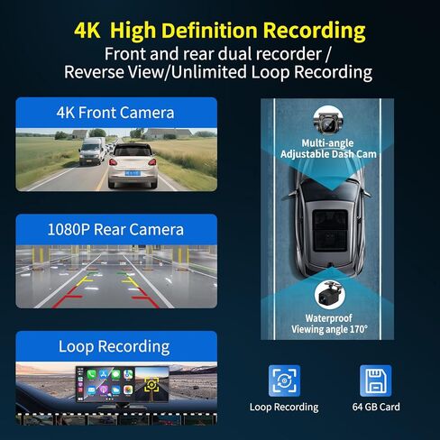7 inch HD Portable Wireless carplay Screen for car & Android Auto Touchscreen with Mirror Link/1080P Backup Camera/Navigation/Car Stereo/Drive Play/Bluetooth/Voice Control in Saudi Arabia