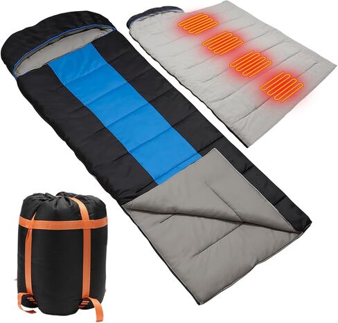 Heated Sleeping Bags for Adults, Waterproof Electric Warm Sleeping Bag with 3 Adjustable Temperature, Multi USB Power Supported, Rechargeable Heating Pads for Camping, Hiking, Outdoor Adventures in Saudi Arabia