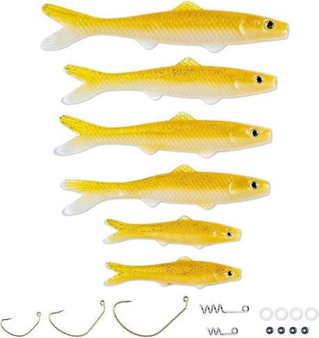 Banjo Minnow Pumpkin Green Minnows + Lifelike Lure for All Fish + Durable Material That Catches Fish + Freshwater & Saltwater Fishing Lure + Hooks & Anchors in Kuwait