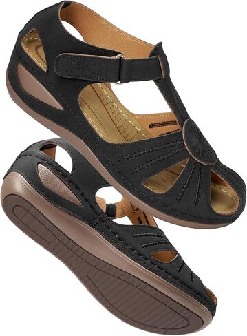 DUOYANGJIASHA Women's Closed Toe Sandals: Comfortable Cushioned Casual Wedge Fisherman Sandals Adjustable Ankle Strap Non Slip Lightweight Dressy Summer Shoes for Walking in Kuwait
