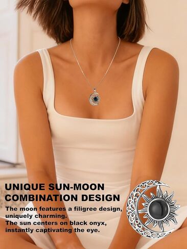 Sterling Silver Sun and Moon/Dragonfly/Compass Necklace Jewelry for Women Girls (18K Gold Plated) in Saudi Arabia