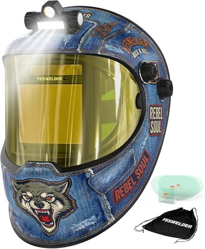 YESWELDER Large Viewing True Color Solar Powered Auto Darkening Welding Helmet with SIDE VIEW, 4 Arc Sensor Wide Shade 4/5-9/9-13 Welder Mask for TIG MIG ARC Grinding Plasma LYG-Q800D in Kuwait