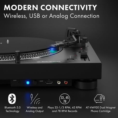 صوتي-Technica AT-LP120XBT-USB DIRER-SRIVE DRIVE DRIVE مع Bluetooth ، التناظرية ، ومخرجات USB-حزمة سوداء مع سماعات الرأس ، الكابل ، حصيرة الانزلاق ، مجموعة التنظيف ، وقماش أوستن بازار تلميع in Saudi Arabia