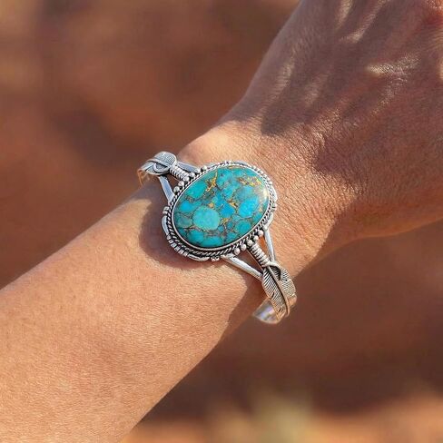 Sterling Silver 925 Bracelet with Genuine Turquoise in Saudi Arabia