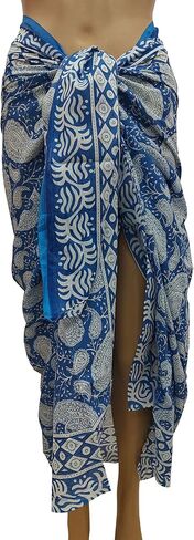 Rastogi Handicrafts 100% Cotton Hand Block Print Sarong Womens Swimsuit Wrap Cover Up Long (73" x 44") in Saudi Arabia