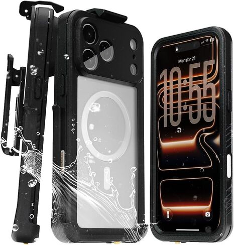 دافع لـ iPhone 17 Pro Max Case مع مقطع الحزام ، حماية كاملة من الجسم 360 درجة ، واقي شاشة مدمج ، وشحن لاسلكي متوافق مع iPhone 17 Pro Max الحافظة ، 6.9 "| الأسود in Kuwait