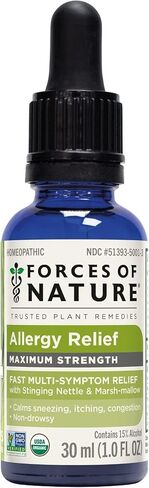 Forces of Nature - Natural Organic Allergy Maximum Strength Medicine (10ml) Non Drowsy, Non Addictive, Non GMO -Fight Indoor, Outdoor Allergies, Sneezing, Runny Nose, Itchy Eyes, Throat and Nose in Saudi Arabia
