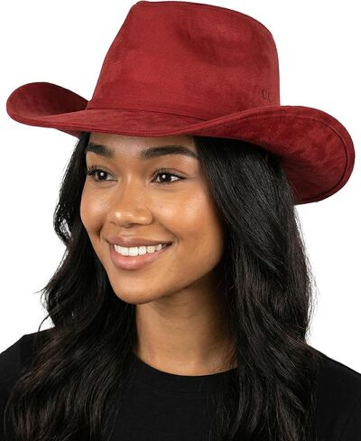 Funky Junque Cowboy Hats for Women Suede Cowgirl Rodeo Wide Brim Fedora Retro Classic Western Decorative Band in Saudi Arabia