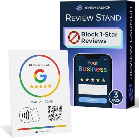 Google Review Tap Card Stand | Boost Online Reviews and Google Rank with Fast Zappy NFC Tap QR Code Stand Works Like Digital Business Card | Compatible with iPhone and Android Devices (1 Large Stand) in Saudi Arabia