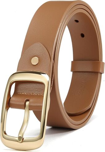 Leather Belt for Women - CR 1.3" Width Casual Womens Belts for Jeans Pants - Ladies Waist Belts with Solid Gold Pin Buckle in Saudi Arabia