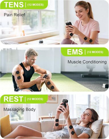 TENS Unit Muscle Stimulator Machine with 24 Modes,Dual Channel Portable and Rechargeable Electronic Pulse EMS Tens Machine Mini Massager with 10 Electrode Replacement Pads for Pain Relief Therapy in Saudi Arabia