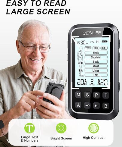 TENS Unit Muscle Stimulator Machine with 24 Modes,Dual Channel Portable and Rechargeable Electronic Pulse EMS Tens Machine Mini Massager with 10 Electrode Replacement Pads for Pain Relief Therapy in Saudi Arabia