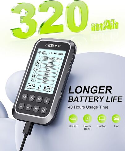 TENS Unit Muscle Stimulator Machine with 24 Modes,Dual Channel Portable and Rechargeable Electronic Pulse EMS Tens Machine Mini Massager with 10 Electrode Replacement Pads for Pain Relief Therapy in Saudi Arabia