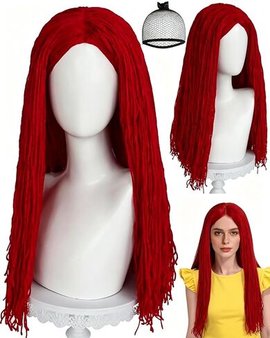 ANOGOL Wig Cap+ Long Black Wig Straight Wig For Family Halloween Costumes For Women Long Black Hair Wig Peluca Negra Recta For Halloween Party Movie Cosplay Wig Straight Black Wig For Anime Wig in Kuwait