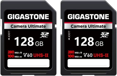 بطاقة ذاكرة GIGASTONE سعة 256 جيجابايت UHS-II V60 U3 SDXC عالية السرعة للقراءة تصل إلى 280 ميجابايت/ثانية 4K Ultra HD UHD فيديو لكاميرا DSLR Canon Nikon Sony Pentax Kodak Olympus Panasonic الرقمية، مع حقيبة صغيرة واحدة in Saudi Arabia