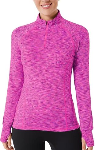 Zengjo Womens Quarter Zip Long Sleeve Workout Tops 1/4 Zip Running Pullover in Saudi Arabia