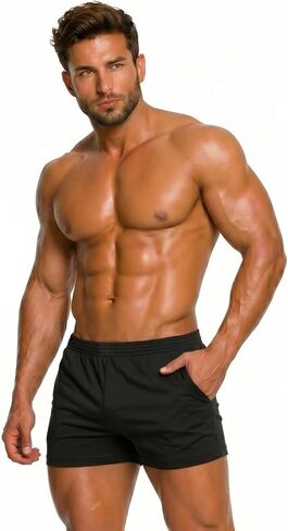 شورت الجري Muscle Alive للرجال مع جيوب 3 بوصات من القطن بدرزة داخلية قصيرة in Kuwait