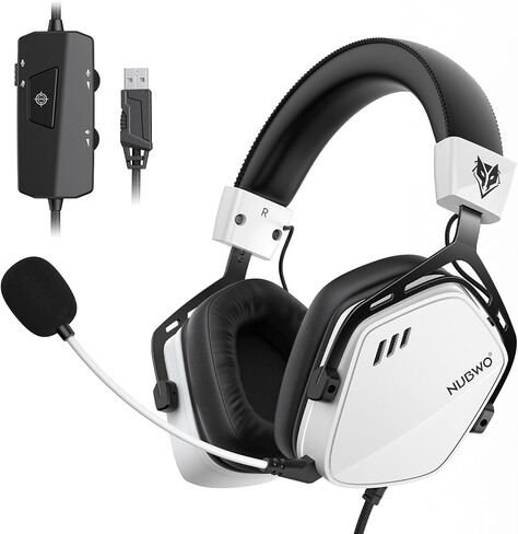 سماعة ألعاب Nubwo HG03 USB مع 7.1 محيط وصوت FPS ، سماعات سلكية مع ميكروفون إلغاء الضوضاء ، تصميم مريح للكمبيوتر الشخصي ، الكمبيوتر المحمول - الثلج الأبيض in Saudi Arabia