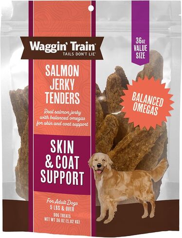 Waggin' Train Salmon Jerky Tenders for Skin & Coat Support for Dogs - 12 oz Pouch - Grain Free, High Protein Dog Treat in Saudi Arabia