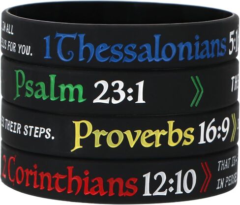 kilofly 4pcs Christian Religious Scripture Bible Verse Rubber Bracelet Wristband in Kuwait