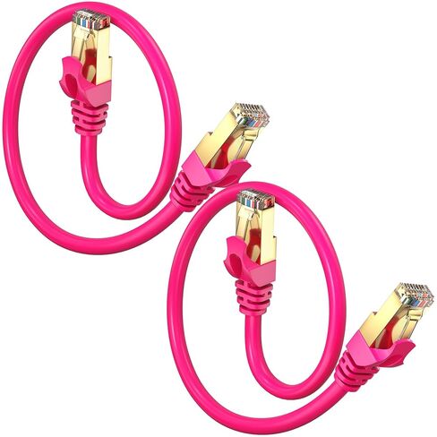 CAT 7 Ethernet Cable 10 FT - (2 Pack) CAT7 عالية السرعة CAT7 كابلات التصحيح LAN ، وموصلات RJ45 - مثالية للألعاب ، والبث ، والمزيد (الأرجواني) in Saudi Arabia