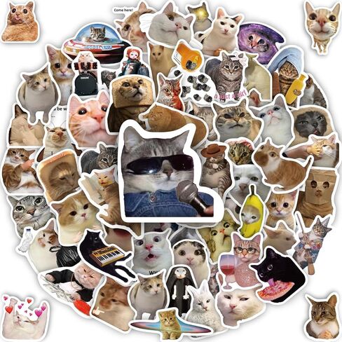 100 Pcs Cat Meme Stickers, Funny Cat Stickers, Cute Kitten Decals for Laptop Water Bottles Phone Guitar Luggage, Waterproof Vinyl Decals for Adults Kids Teens Boys Girls in Saudi Arabia