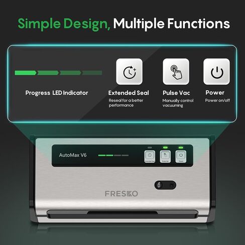 Fresko Compact Vacuum Sealer Machine V2 مع اكتشاف الأكياس التلقائي ، سهلة الاستخدام ، طقم بداية in Kuwait
