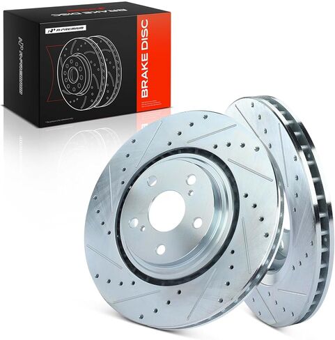 A-Premium 12.91 inch (328mm) Front Drilled and Slotted Disc Brake Rotors Compatible with Select Toyota and Lexus Models - Highlander 2008-2019, Sienna 2011-2020, RX350, RX450h, NX200t, NX300, NX300h in Saudi Arabia