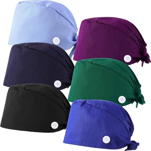 Syhood 3 Pieces Working Caps with Buttons and Sweatband Adjustable Gourd-Shaped Tie Back Hats for Women Men in Kuwait