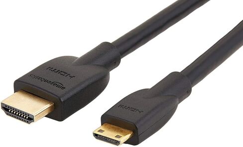 كابل محول Amazon Basics Mini HDMI إلى HDMI، سرعة عالية 18 جيجابت في الثانية، 4K@60 هرتز، 2160 بكسل، لون 48 بت، جاهز للإيثرنت، 6 أقدام، أسود in Saudi Arabia