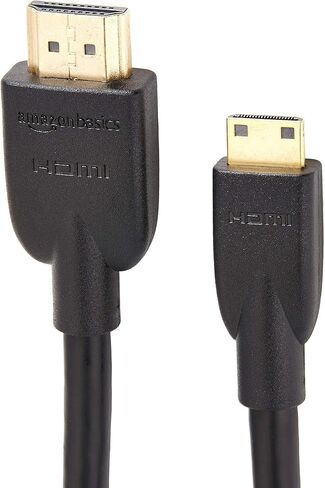 كابل محول Amazon Basics Mini HDMI إلى HDMI، سرعة عالية 18 جيجابت في الثانية، 4K@60 هرتز، 2160 بكسل، لون 48 بت، جاهز للإيثرنت، 6 أقدام، أسود in Saudi Arabia