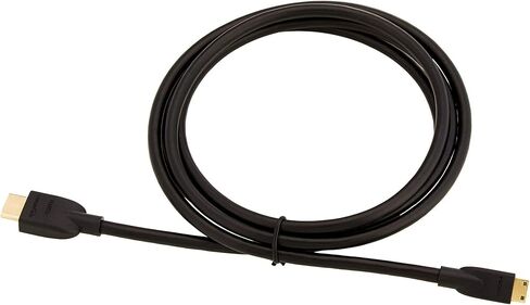 كابل محول Amazon Basics Mini HDMI إلى HDMI، سرعة عالية 18 جيجابت في الثانية، 4K@60 هرتز، 2160 بكسل، لون 48 بت، جاهز للإيثرنت، 6 أقدام، أسود in Saudi Arabia