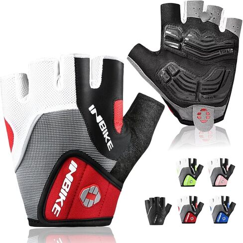 INBIKE 5mm Gel Pad Half Finger Bike Bicycle Cycling Gloves Red X-Large in Saudi Arabia
