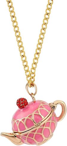 Dainty Funny Stacked Enamel Teacup Necklace, 3D Interlock Teapot Coffee Tea Cup Pendant Elegant Teacup Long Sweater Necklace for Women Girl in Kuwait