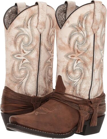Laredo Womens Myra Embroidery Square Toe Dress Boots Mid Calf Low Heel 1-2" - Brown in Saudi Arabia