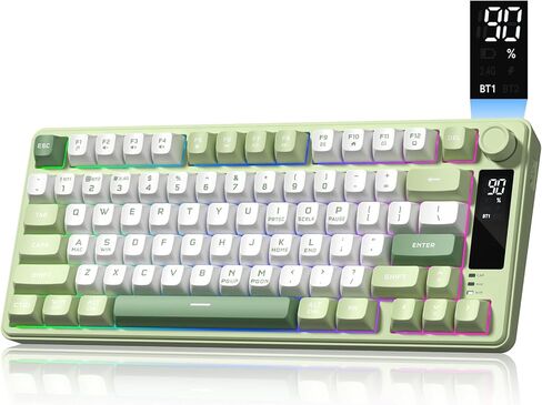 Womier DK75 75% Wireless Gaming Keyboard, RGB Backlit Creamy Keyboard with Media Knob, OLED Screen, Tri-Mode 2.4GHz/USB-C/BT5.0, Anti-Ghosting No-Conflict Silent Membrane Keyboard for MAC Windows in Saudi Arabia
