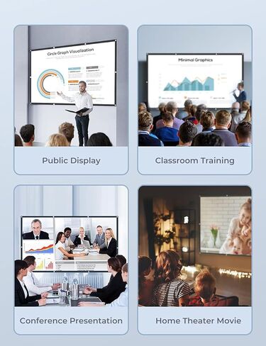 AURZEN Projector Screen, 120 inch Portable Projector Screen Indoor Outdoor Projection Screen 16:9 4K HD Wrinkle-Free Foldable Movie Screen for Home Theater, Backyard, Support Double Sided Projection in Saudi Arabia