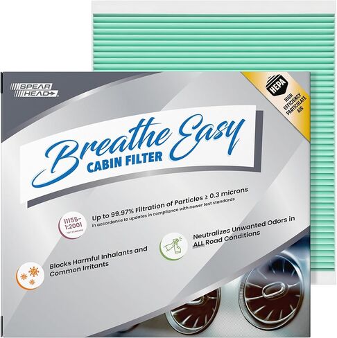 Spearhead HEPA Breathe Easy Cabin Filter, Up to 99.97% Filtration of 0.3 Micron Particles w/No Airflow Reduction (BE-966H) in Saudi Arabia